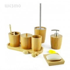 High-End Round Bamboo Bathroom Set图1