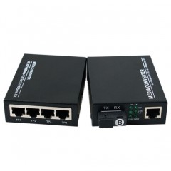 4 RJ45 Port 10/100Mbps Optical Fiber Media Converter Single Fiber Wdm Optical Transceiver (MC1004SC)图1