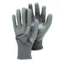 13 Gauge Grey Polyester Liner Half Dipping Smooth Finish Nitrile Safety Gloves