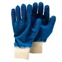 Heavy Duty Blue Latex Crinkle Cotton Liner Safety Gloves