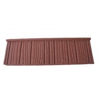 Beige Red Wooden Shake Stone Coated Metal Roof Tile Easy Install Roof Tile