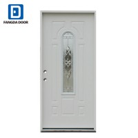 Center Arch Glass Inserted Prehung Steel Door