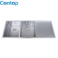 Stainless Steel Under Mount Double Bowl Kitchen Sink with Drainer
