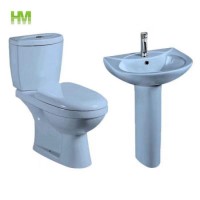 Factory Supply Blue Color Ceramic Two Pieces Twyford Toilet