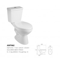 Amt662 High Quality Water Saving Siphonic Two Piece S-Trap Toilet