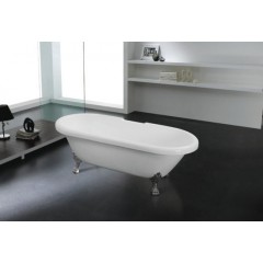 Double Ended Roll Rop Clawfoot Acrylic Bathtub with Zinc Alloy Feet图1