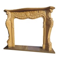 Hand-Carved Fireplace Andiron Stone Carving Polished Marble Fireplace