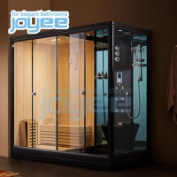 Joyee 2 Person Cheap Indoor Fiberglass Wooden Sauna Wet Steam Shower Cabin Bath Jacuzzi Steam Sauna