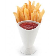 Food Grade 2 in 1 Cone Plastic Salad Finger Foods French Fries Dipping Cup图1