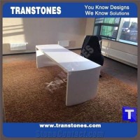 Marble Stone Solid Surface Office Desk  Interior Furniture Manmade Stone White Office Table