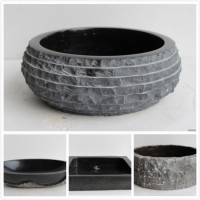 Natural Black Marble Granite Stone Sink/Bowl/Basin for Bathroom/Kitchen/Countertop