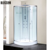 Chromed Aluminum Luxury Complete Hydromassage Tempered Glass Shower Enclosure Room