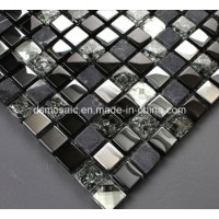 Black Ice Cracked Marble and Glass Mosaic Tile (15*15)