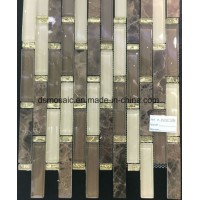 Classicial Stripe Wooden Marble and Glass Mosaic