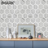 Cheap Price Hexagon Marble Look Full-Body Glass Mosaic Kitchen Tile