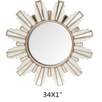 Sun Mirror Bathroom Vanity Mirror Wall Mount Mirror Dia. 34 X 1" Gold Bathroom Mirror