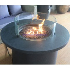 Concrete Firepit Dining Table with Glass Wind Guard图1