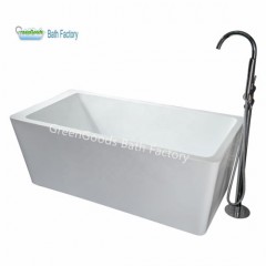 Plastic Cast Iron Deep Rectangular Bath Tub with Freestanding Faucet图1