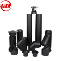 Powder Black Double-Wall Stainless Steel Twist Lock Stove Chimneys