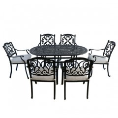 6 Seats Garden Furniture Outdoor Chairs Black Color Cast Aluminum Patio Furniture图1