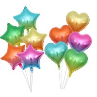 Gradient Coloral Foil Balloon Heart Star Shaped/3D Ball Shape /Letter/Numbers/Water Drop Cone Party