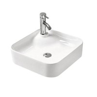 Round Corner Square Shape White Ceramic Bathroom Sink