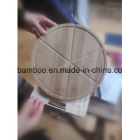 Round Bamboo Pizza Peel Cutting Board with Groove