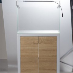 Super White Rimless Small Glass Fish Tank with Wood Cabinet图1