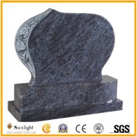 High Quality Bahama/Vizag Blue/Orion Blue Granite Headstones Tombstone Monuments with Rose Carving