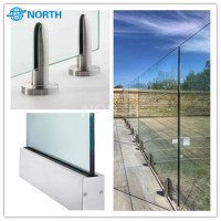 Safety Tempered Laminated Railing Glass System Aluminum/Ss Standoff Railing System Staircase Fence B