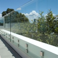 Modern Frameless Tempered Glass Railing / Balustrade Stainless Steel Standoff