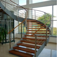 Customized Stair Design Glass Balustrade Helical Curved Staircase图1