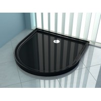 Fan- Shaped Round Black ABS Shower Tray