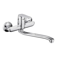 Huadiao Single Handle Wall Mounted Kitchen Faucet Zinc Alloy Sink Tap Long Spout Hot&Cold Kitchen Mi
