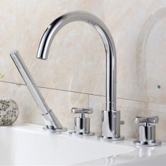 Brass Dual Handle 4 Pieces Bathroom Sanitary Water Tap in Chrome (60124)图1