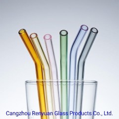 Factory Wholesale Reusable Pure Color Borosilicate Glass Straws图1