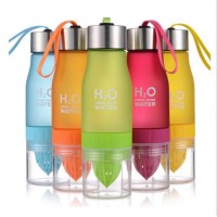 650ml Frost Colorful BPA Free Lemon H2O Plastic Fruit Infuser Water Bottle for Private Label with Ro