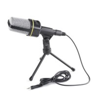 Desktop Mic Condenser Computer Microphone with Volume Adjustment Tripod Holder