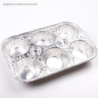 6 Compartment Food Grade Aluminum Foil Pans Microwavable Disposable Muffin Trays