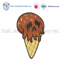 Eco-Friendly Materials Made Iron on Embroidered Design Ice-Cream Skull Face