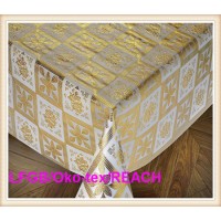 137cm Width Gold PVC Crochet Tablecloth on Roll Factory