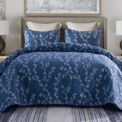 Manufacturer Texpro 2021 New Microfiber Blue Print Pattern Bedding Set with Floral Pattern图1