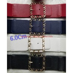 Ladies New Fashion Belt Gold Alloy PU Belt图1