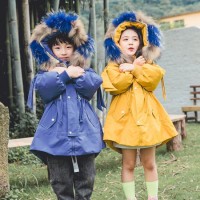 Custom White Duck Down Outdoor Parka Winter Jacket Children's Coats Kids Clothing with Fur