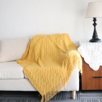 Solid Color Tassel Knitted Blanket Summer Air Conditioning Blanket Widened Lengthened Sofa Blanket