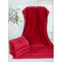 High Quality 100% Natural Bamboo Fiber Bath Towel Red Color