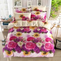 3D Rose 5D Printed Rose Bedding Sets 4PCS Bed Sheet Pillow Cases Full Animal Flower Pattern Bed Cove