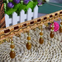 Wholesale Decorative Polyester Beaded Tassel Fringes for Curtains