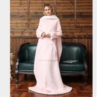 China Supplier Factory Oversized Keep Warm Wearable TV Sofa Long Fur Blanket Soft Fleece