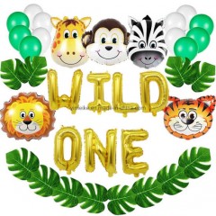 Wild One Aluminum Foil Balloon Party Kit Cartoon Animal Head Turtle Leaf Balloon Kit Wholesale图1